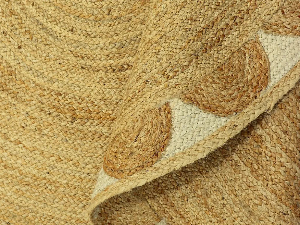 Telaio Legno Tappeto rotondo floreale 100% Juta D. 200 cm Naturale - INDIRA