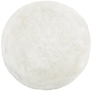 Telaio Legno Tappeto shaggy rotondo bianco ⌀ 140 cm CIDE
