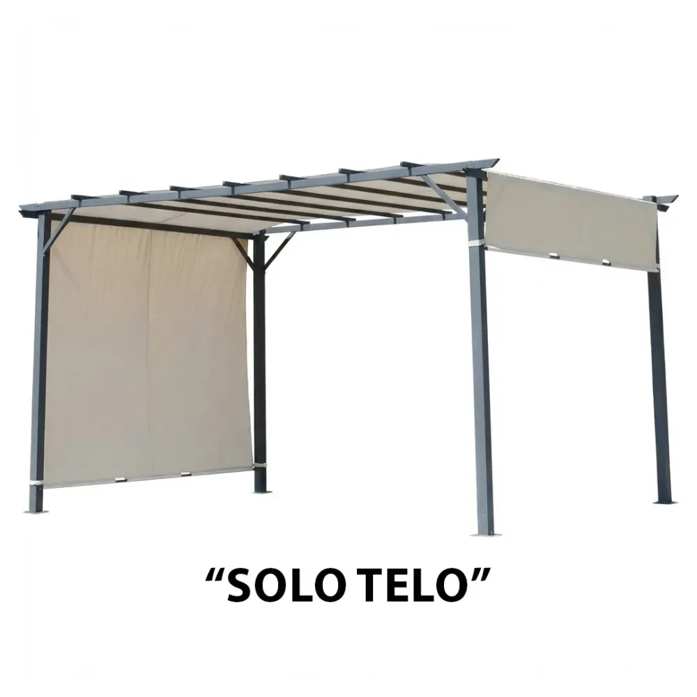 Telo Pergola Cairo Domus Ricambio 2,5x5,8 m Poliestere Impermeabile Ecrù