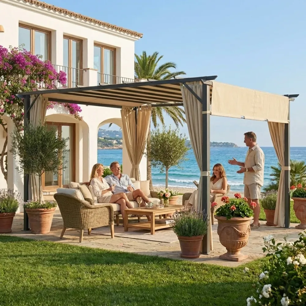 Telo Pergola Cairo Domus Ricambio 2,5x5,8 m Poliestere Impermeabile Ecrù