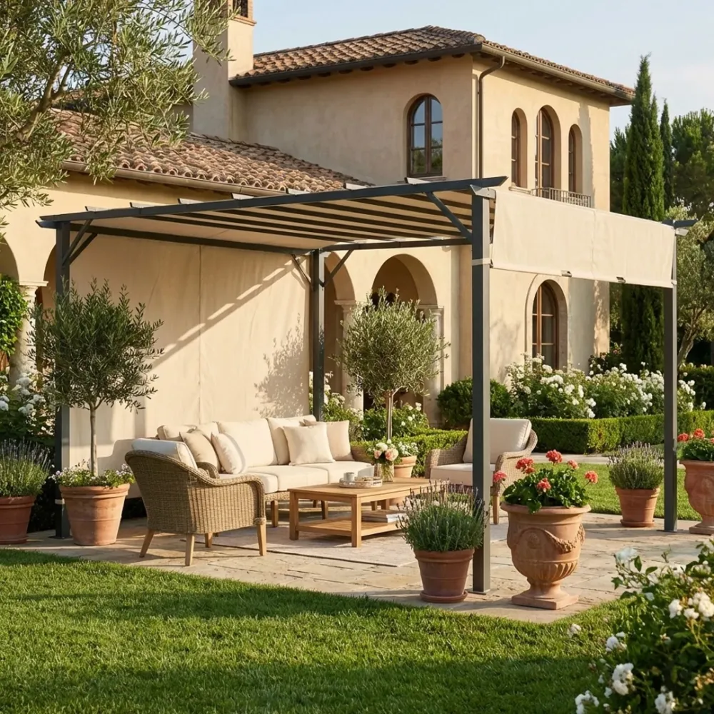 Telo Pergola Cairo Domus Ricambio 2,5x5,8 m Poliestere Impermeabile Ecrù