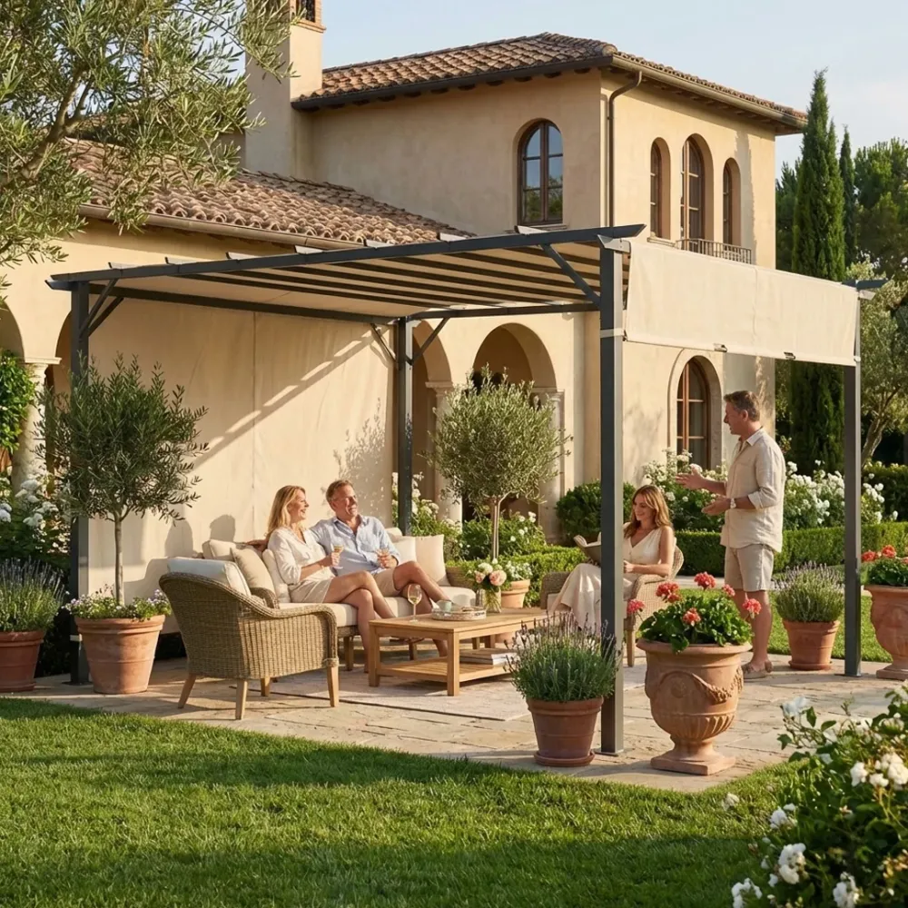 Telo Pergola Cairo Domus Ricambio 2,5x5,8 m Poliestere Impermeabile Ecrù