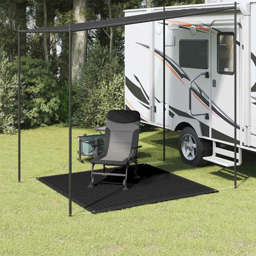Tappeto da Tenda 200x200 cm Nero - Leggero e Compatto