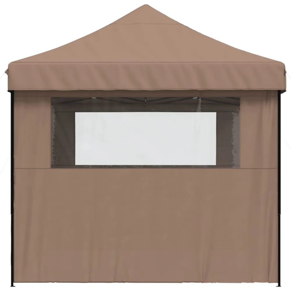 Gazebo Piegevole Tendone per Feste Pieghevole Pop-Up con 3 Pareti Marrone