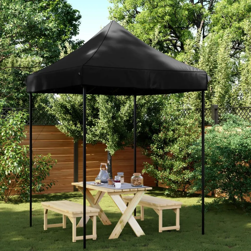 Tenda da Festa Pieghevole Pop-Up Nero 200x200x306 cm per Protezione Solare