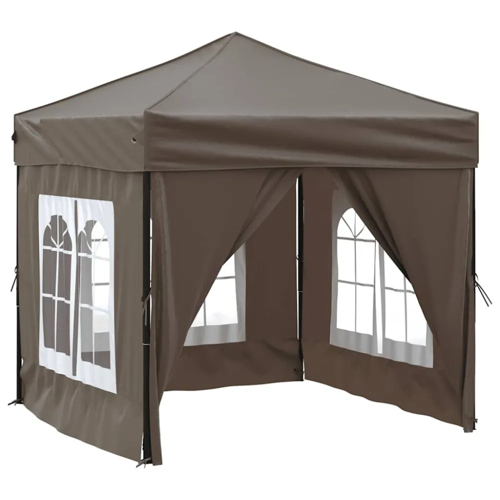 Tenda da Sole Tenda per Feste Pieghevole con Pareti Laterali Tortora 2x2 m