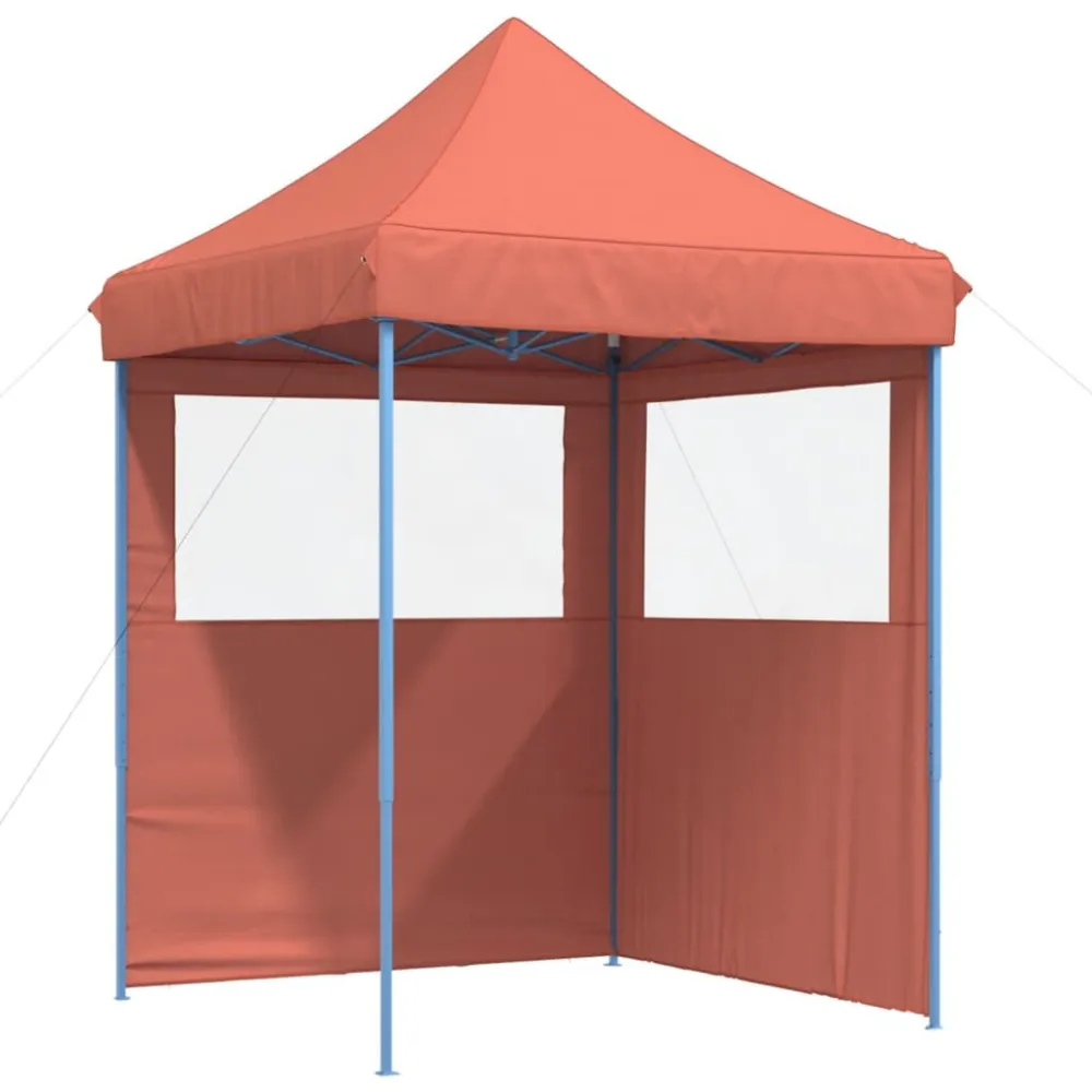 Tendone per Feste Pieghevole Pop-Up con 2 Pareti Terracotta con Montaggio Rapido