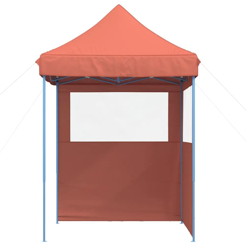Tendone per Feste Pieghevole Pop-Up con 2 Pareti Terracotta con Montaggio Rapido