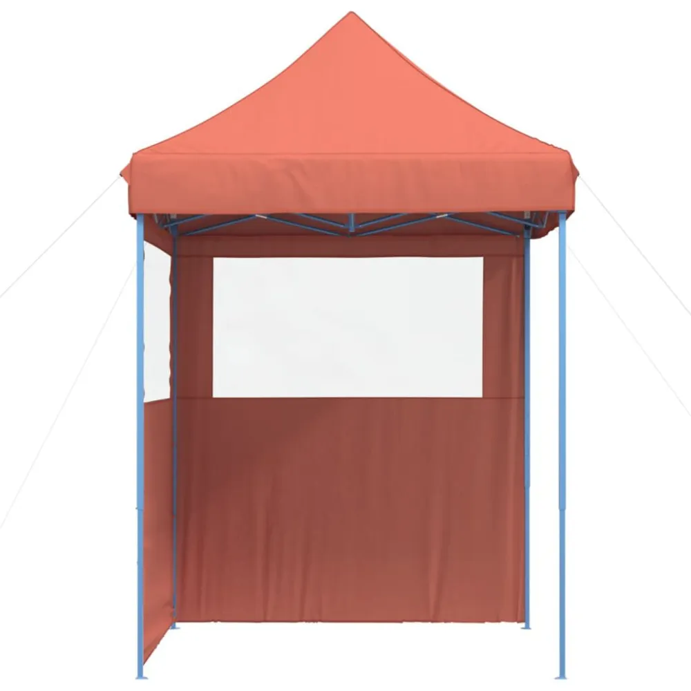 Tendone per Feste Pieghevole Pop-Up con 2 Pareti Terracotta con Montaggio Rapido