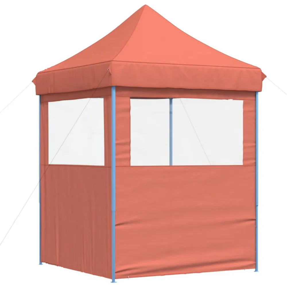 Tendone per Feste Pieghevole Pop-Up con 2 Pareti Terracotta con Montaggio Rapido