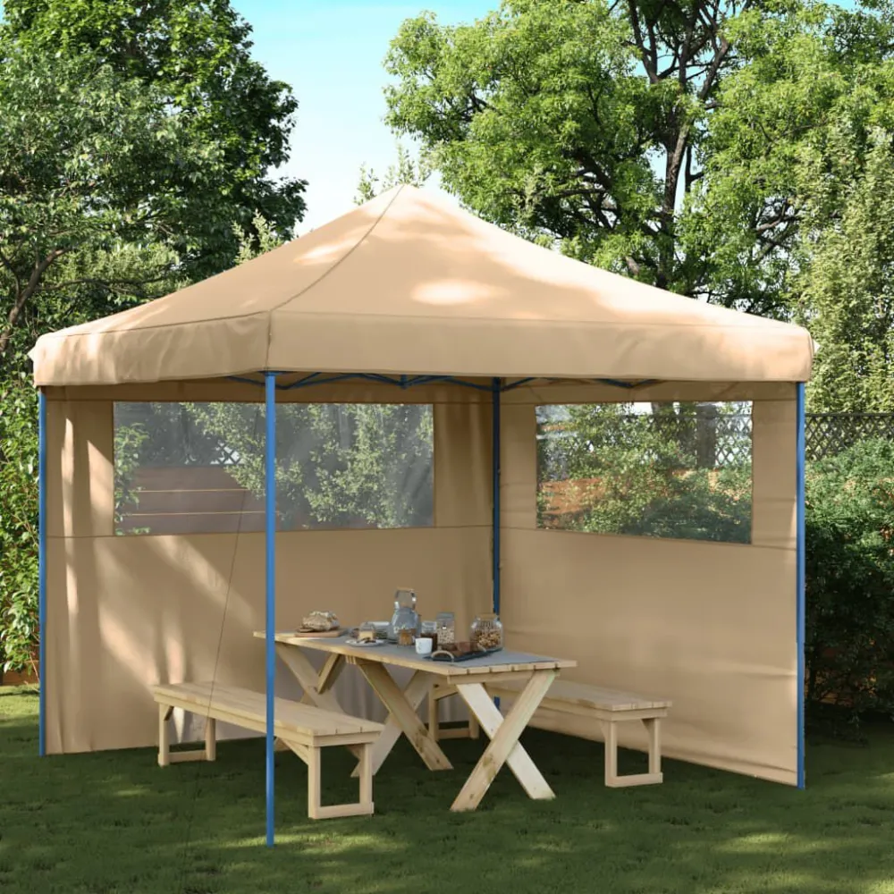 Tendone per Feste Pieghevole Pop-Up con 2 Pareti Crema