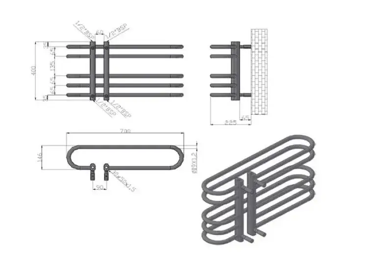 Radiatore Scaldasalviette Cromato Design Moderno - 70x40