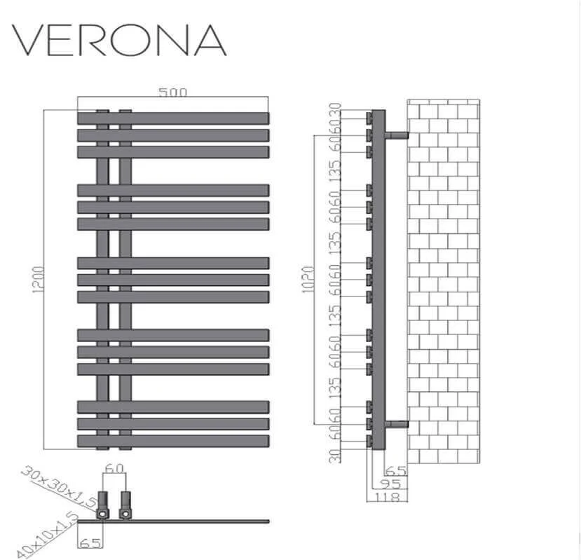 Termoarredo Cromato Design Moderno - 120x50