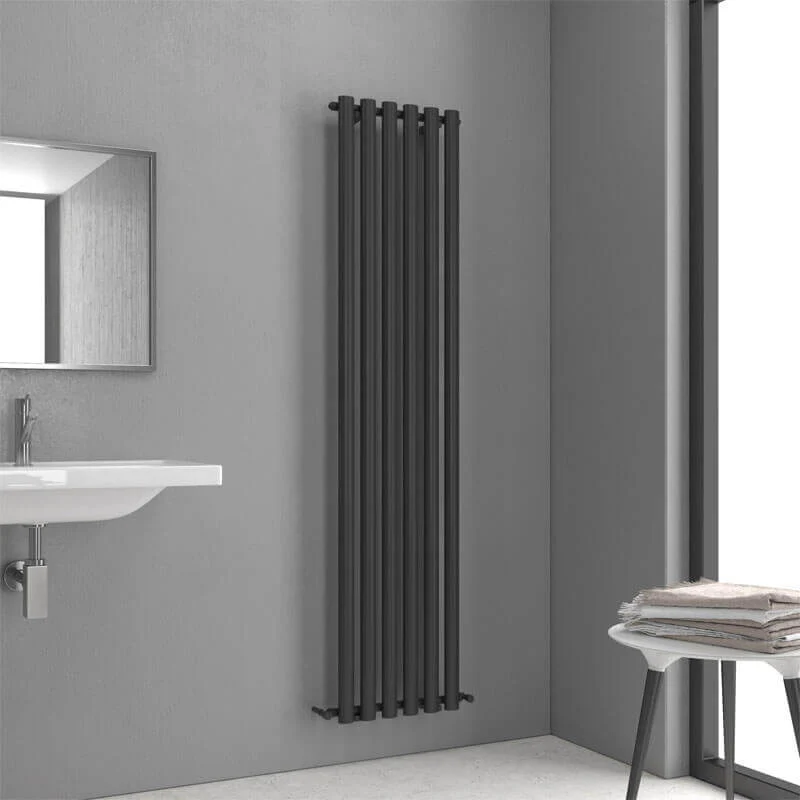 Termoarredo Radiatore Nero Opaco Tubi Verticali Design - 180x42