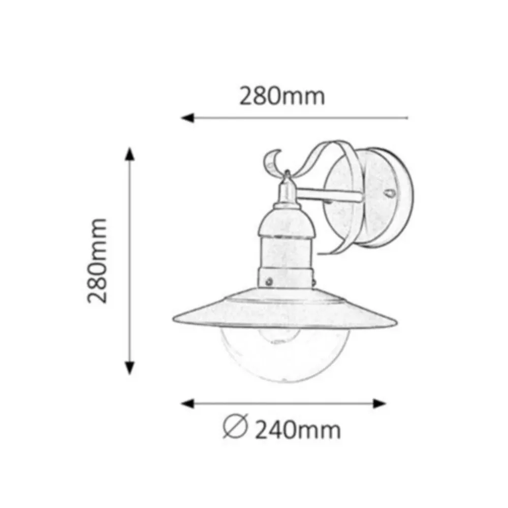 Rabalux Oslo Garden Wall Lamp LED Caldo White Light E27 60W IP43 Weather Resistant Outdoor