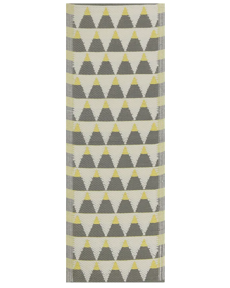 Professionale da Giardino Tappeto per esterni grigio/giallo con motivo triangoli 60x105 cm HISAR