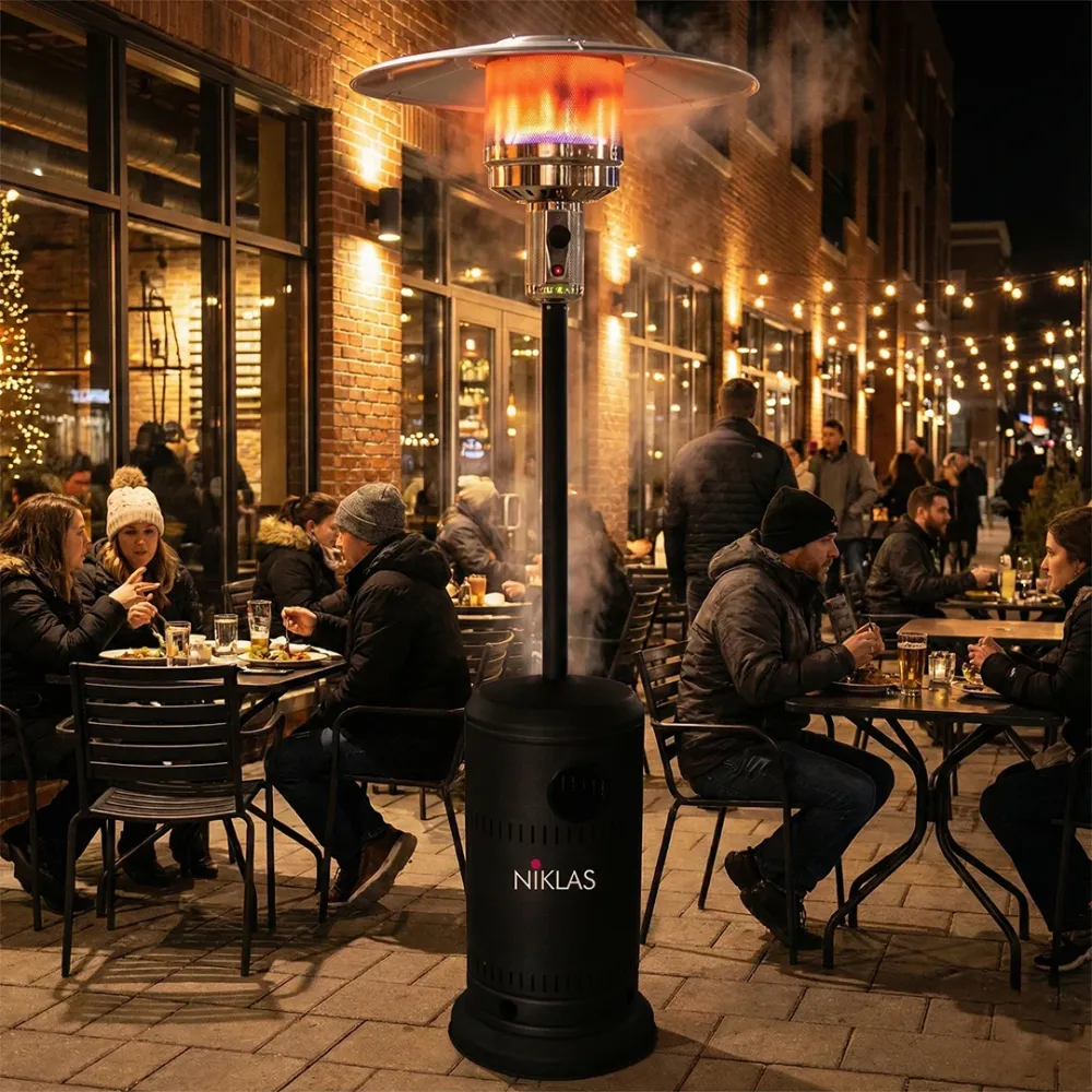 Termopatio Gas NIKLAS Nero Opaco 13kW per Esterni Design Moderno