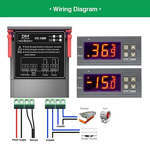 diymore STC-1000 Regolatore di Temperatura Termostato Stc-1000 Ac 110v-220v