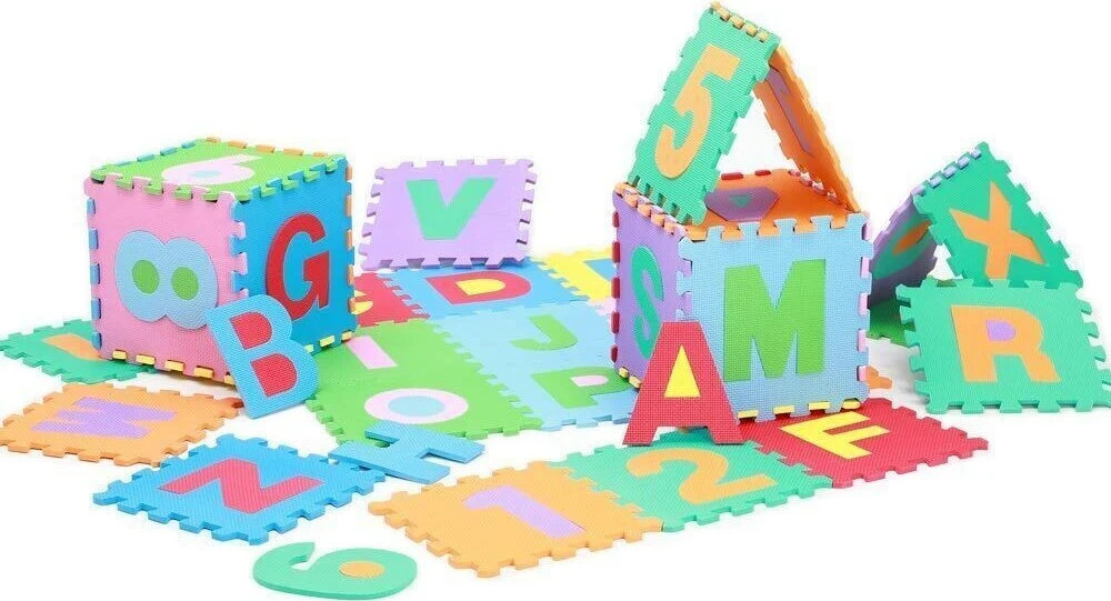 Tappeto Morbido Tappetino Puzzle Con Lettere Morbido Mattonelle 29.5x29.5cm