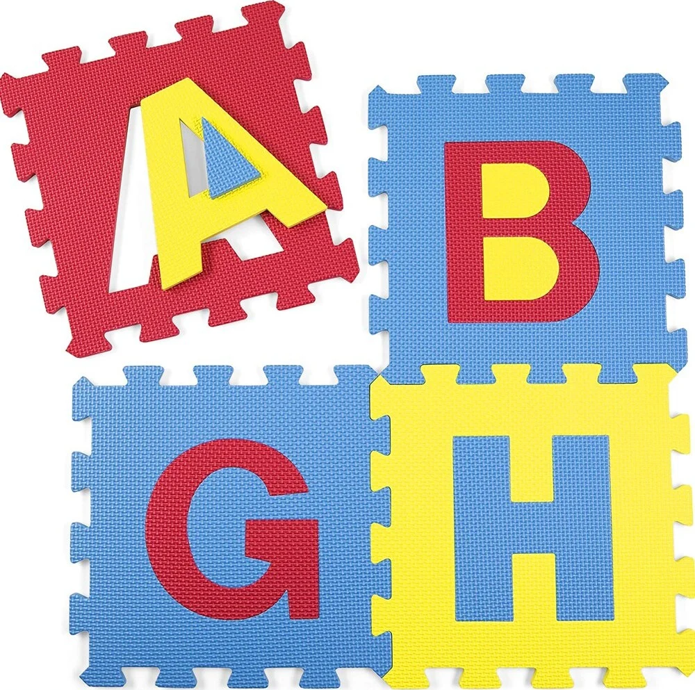 Tappeto Morbido Tappetino Puzzle Con Lettere Morbido Mattonelle 29.5x29.5cm