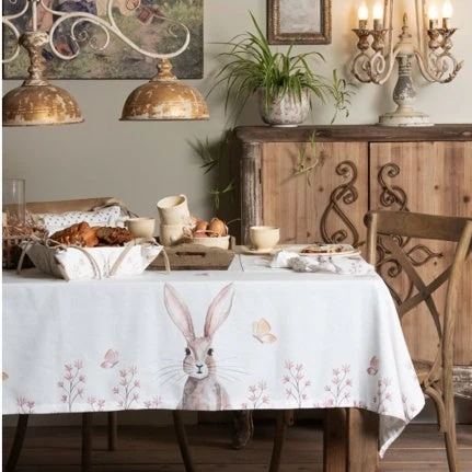 Tovaglia Pasqua 130x180 cm Cotone con Coniglio