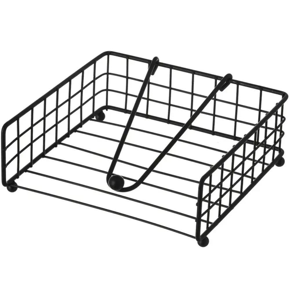 Portatovaglioli da Tavola Forma Quadrata Nero Industrial Metallo 19x19x7 cm