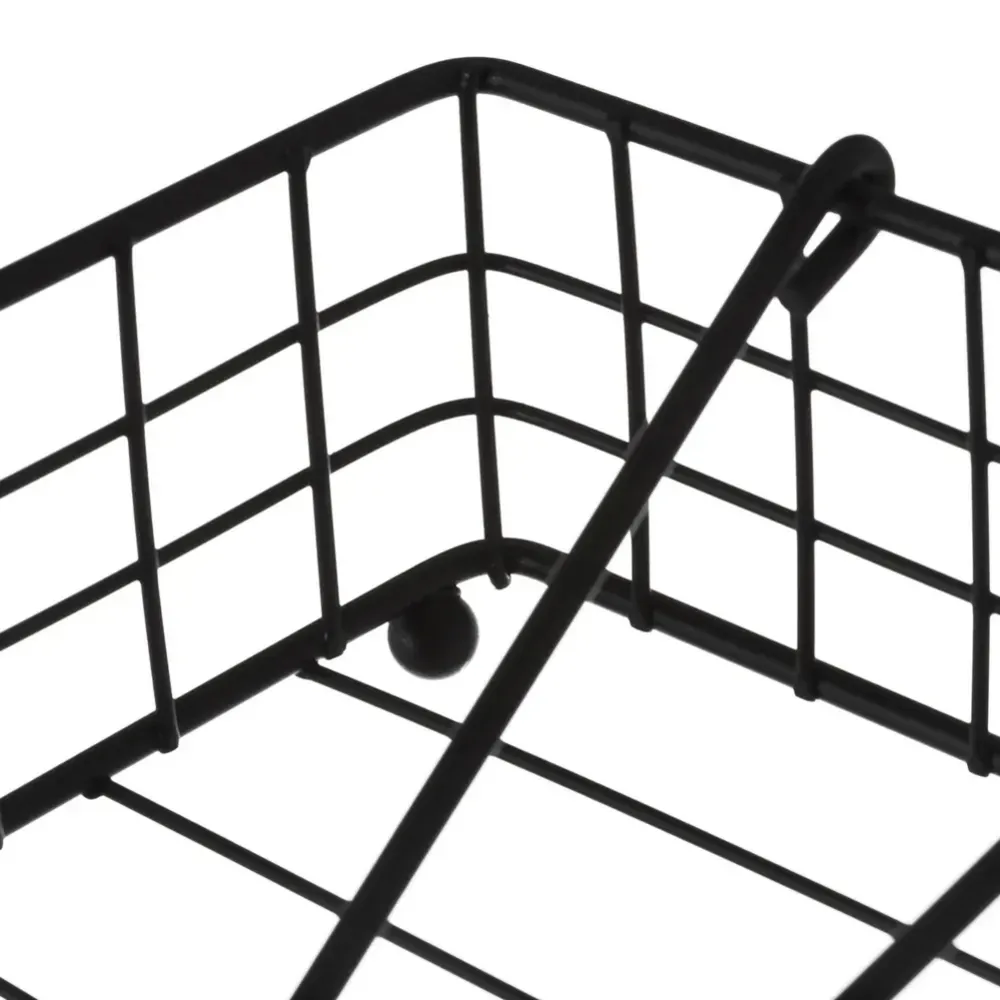 Portatovaglioli da Tavola Forma Quadrata Nero Industrial Metallo 19x19x7 cm