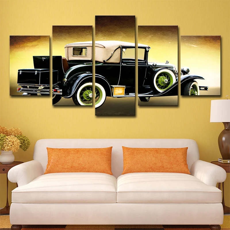 Decorazione da parete con stampa nostalgica di un'auto d'epoca su tela, per la stanza dei ragazzi, con veicolo stradale ne...
