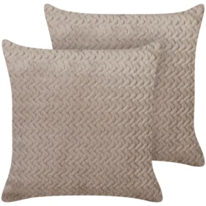 Set 2 Embossed Cushions Brown SURMI