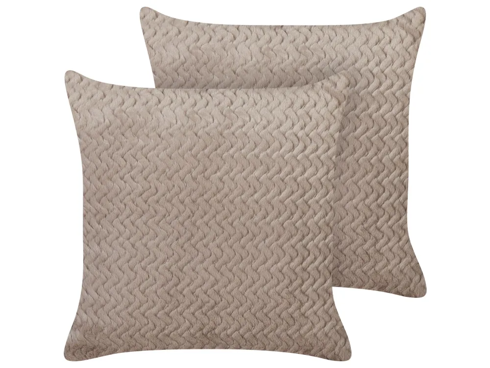 Set 2 Embossed Cushions Brown SURMI