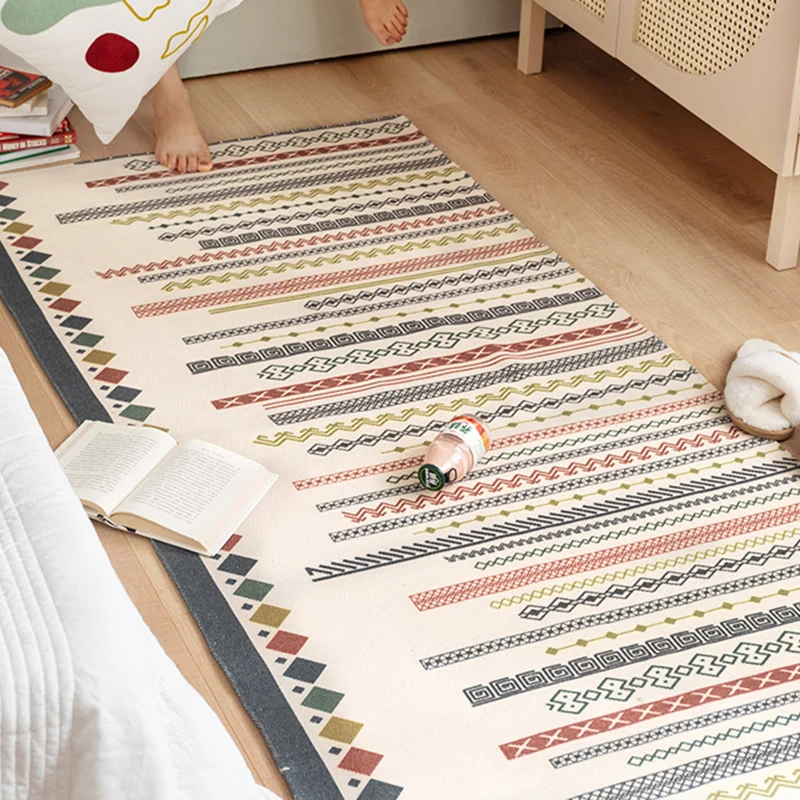 Tappeto d'epoca multicolore misto cotone totem tribale per interni Tappeto lavabile per l'ambiente per la decorazione dome...