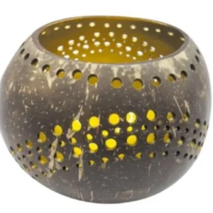 Supporto di tealight onde di cocco oro 14 cm