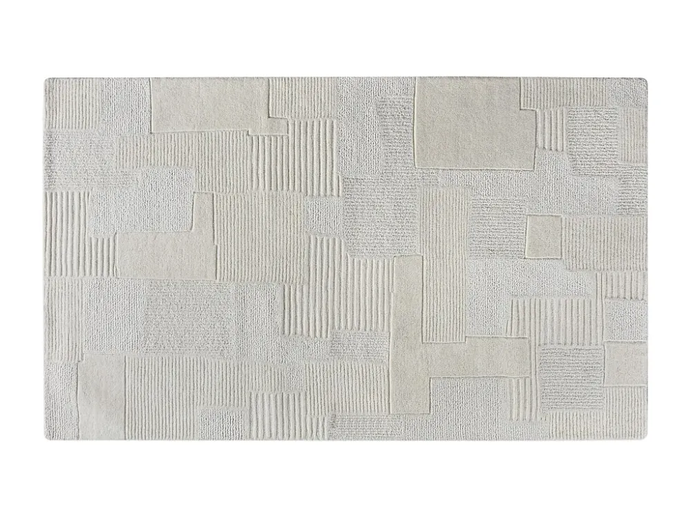 Tappeto rilievo 160 x 230 cm 100% Lana di artigianato 1800 g/m2 Avorio AURORA Set da 100g