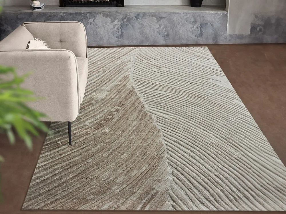 Tessuto di Supporto Tappeto rilievo 160 x 230 cm 100% Lana di artigianato 2200 g/m2 Avorio SERAPHINA