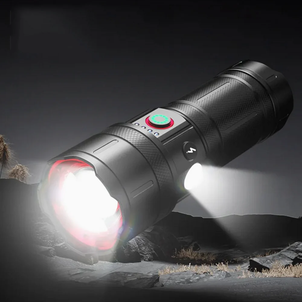 Torcia led cob 400 mt dimmerabile doppia lampada power bank