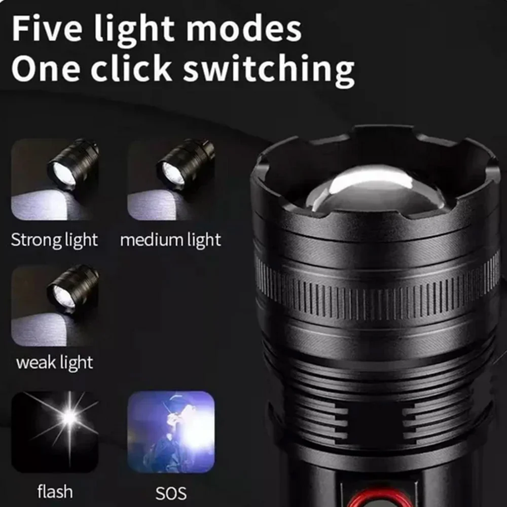 Torcia led cob 400 mt dimmerabile doppia lampada power bank