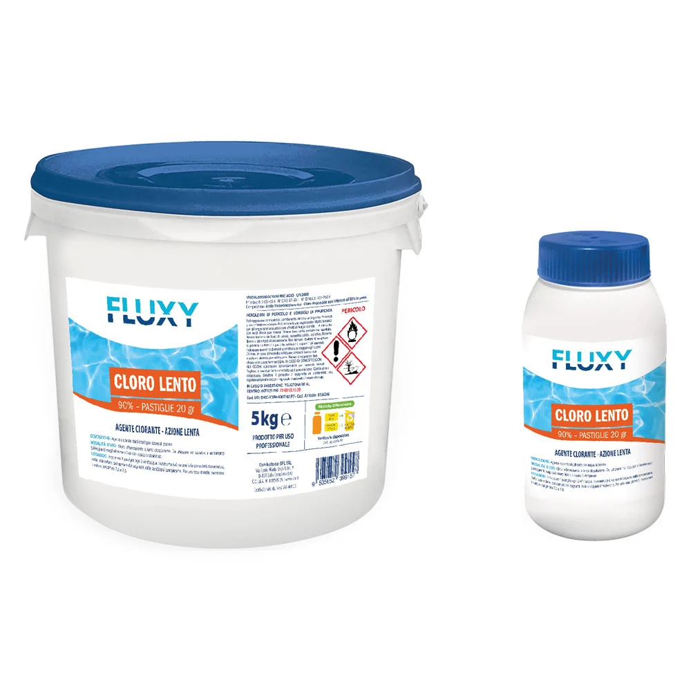 FLUXY - Tricloro Pastiglie Lento Dissolvimento Kg. 5 - Pastiglie Da 200 Grammi COD. 6134348