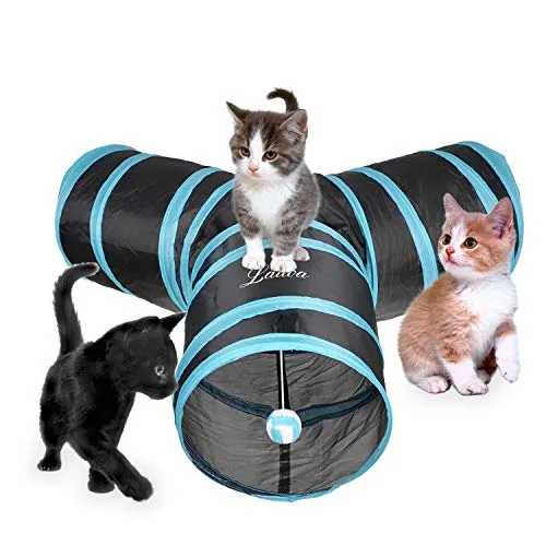Lauva Tunnel Per Gatti 3 Uscite, Pieghevole Animali Green and Black