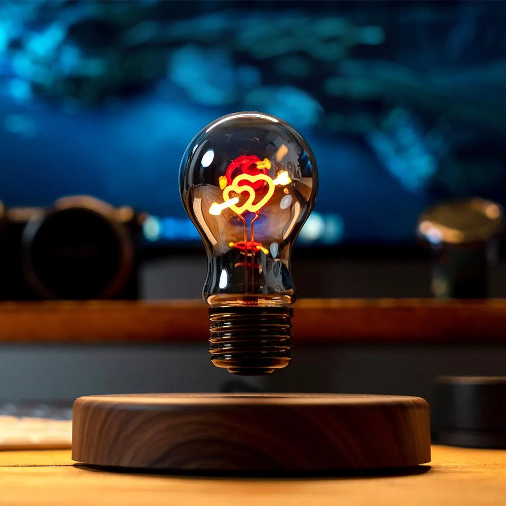 Levitating Heart Bulb Night Light – Magnetic Floating Desk Decor & Romantic Gift Idea