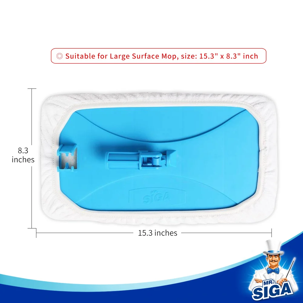 Mr.siga Large surface mop microfiber refills, Pack 3