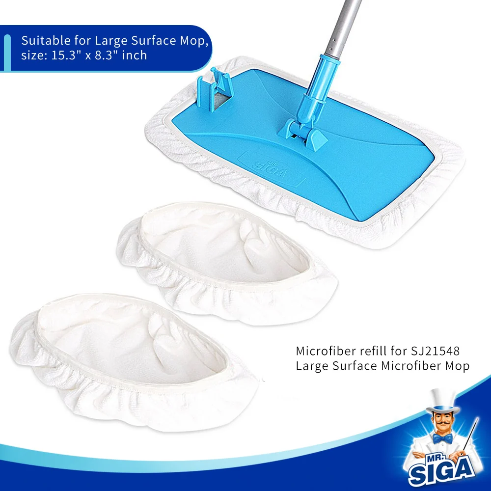 Mr.siga Large surface mop microfiber refills, Pack 3