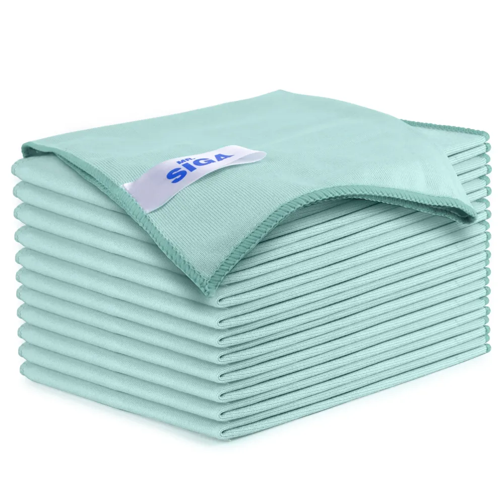 MR.SIGA Ultra Fine Microfiber Cloths Glass, Pack 12, 35 x 40cm 13.7" x 15.7"