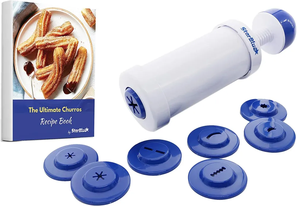 StarBlue - Churrera, Macchina per Churros con Ebook di Ricette Omaggio; Strumento Facile per Preparare Churros 8 Forme Div...