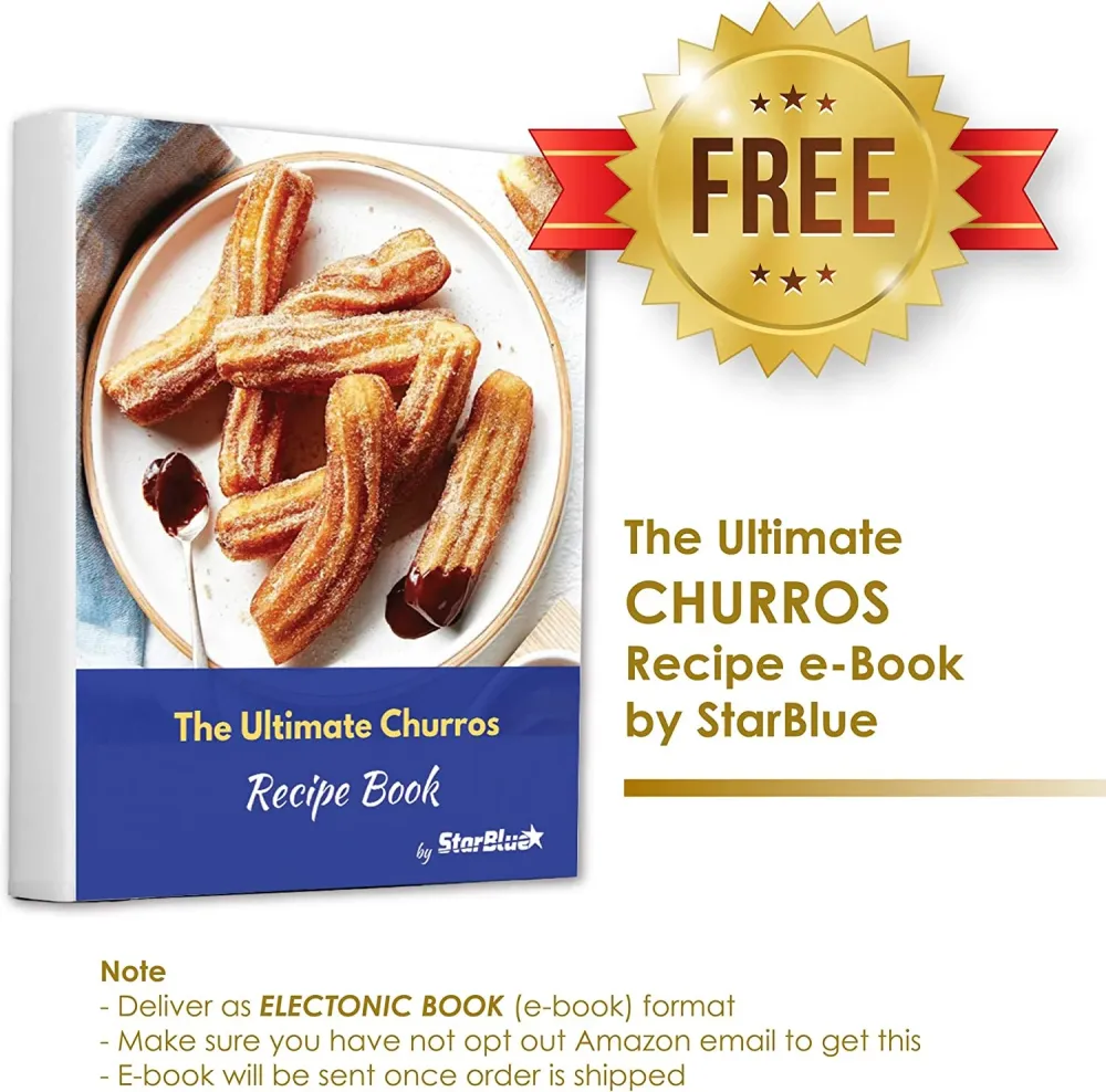 StarBlue - Churrera, Macchina per Churros con Ebook di Ricette Omaggio; Strumento Facile per Preparare Churros 8 Forme Div...