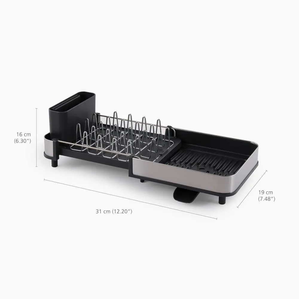 JOSEPH JOSEPH Slim Scolapiatti Espandibile e Portaposate Acciaio Inox
