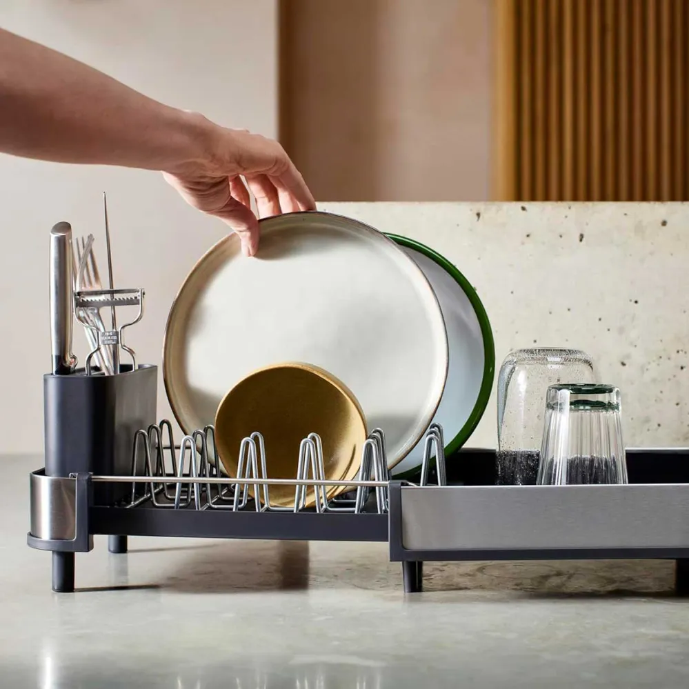 JOSEPH JOSEPH Slim Scolapiatti Espandibile e Portaposate Acciaio Inox