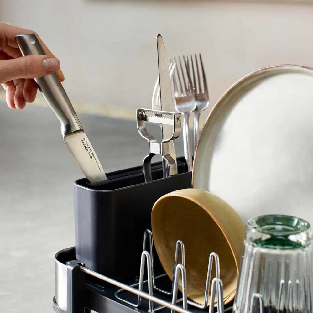 JOSEPH JOSEPH Slim Scolapiatti Espandibile e Portaposate Acciaio Inox