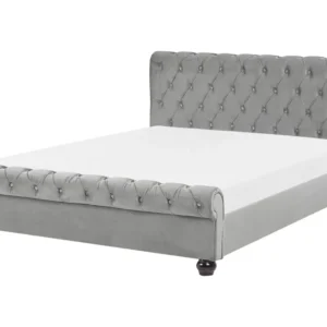 Velvet EU King Size Bed Grey AVALLON