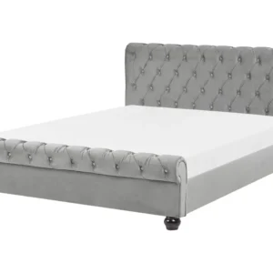 Velvet EU King Size Bed Grey AVALLON