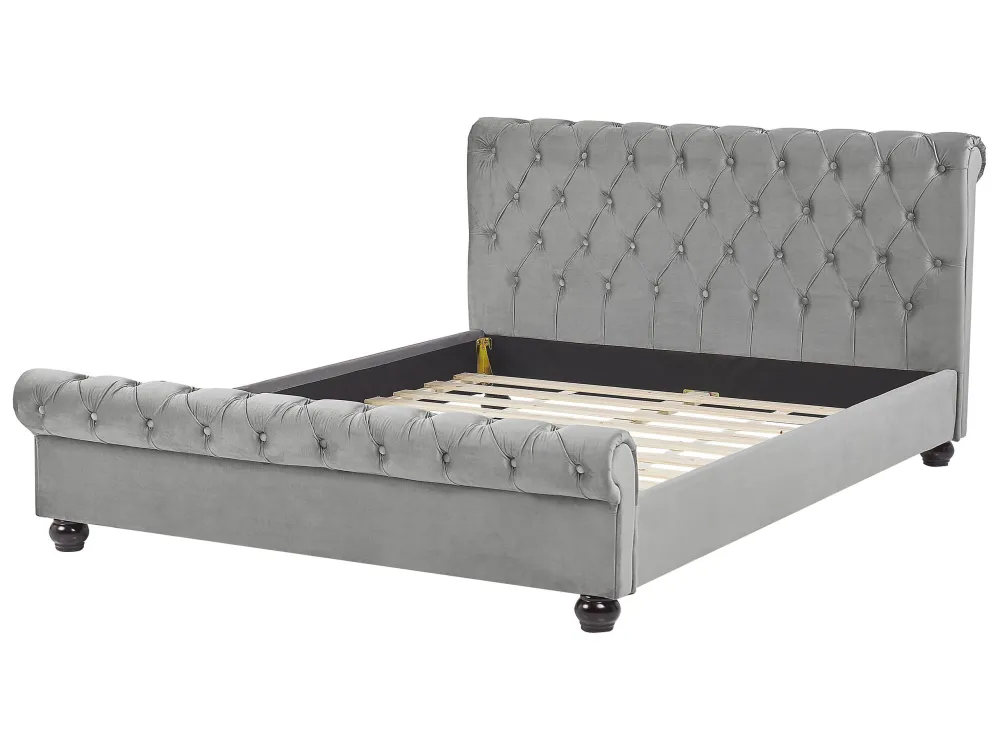 Velvet EU King Size Bed Grey AVALLON